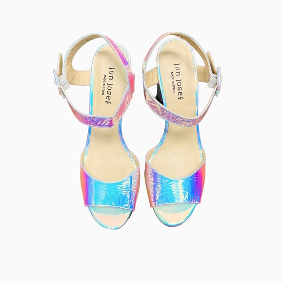 NEW Jon Josef Saffron lI Block Heel Metallic Sandal - Picture 4 of 6